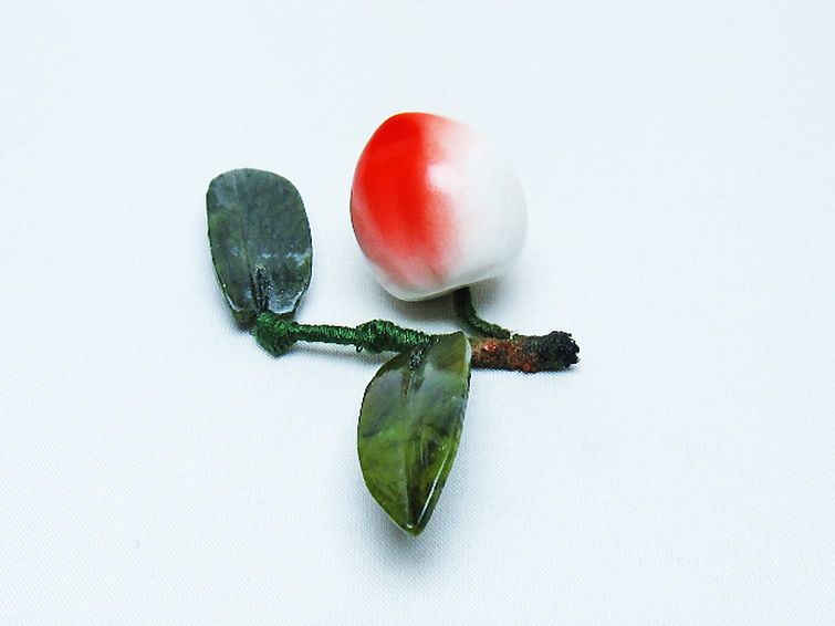 アゲートモモ鉢植え 置物[T726-1554] 2枚目