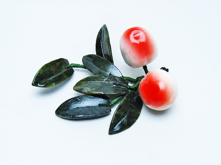 アゲートモモ鉢植え 置物[T726-1560] 1枚目