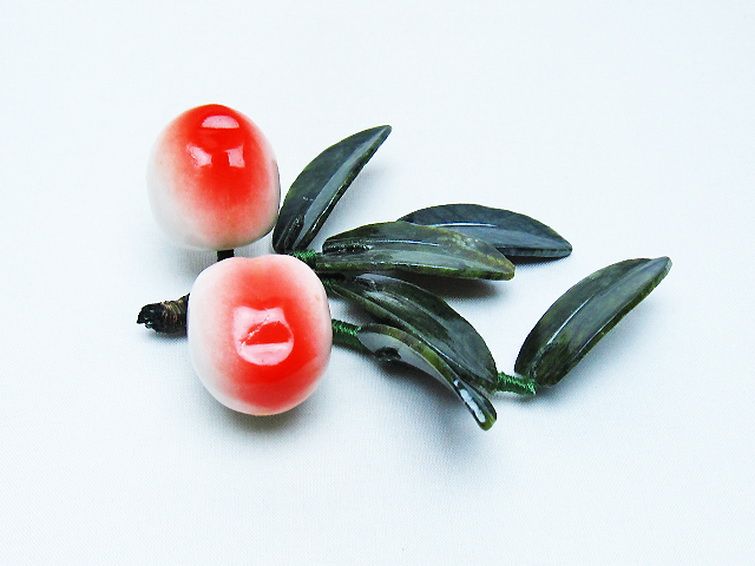 アゲートモモ鉢植え 置物[T726-1560] 3枚目