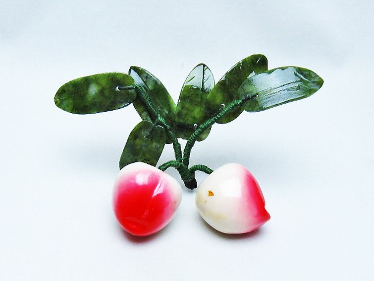 アゲートモモ鉢植え 置物[T726-1562] 1枚目