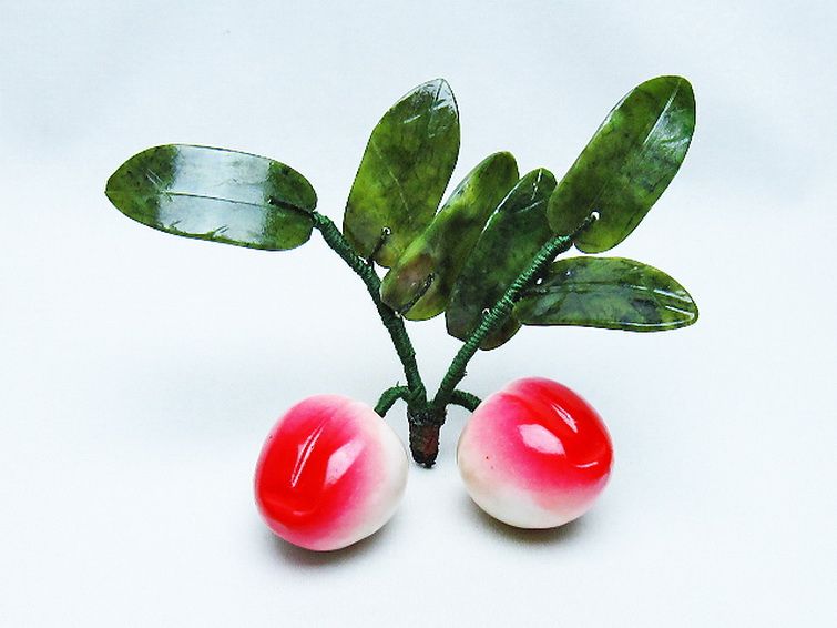 アゲートモモ鉢植え 置物[T726-1563] 1枚目