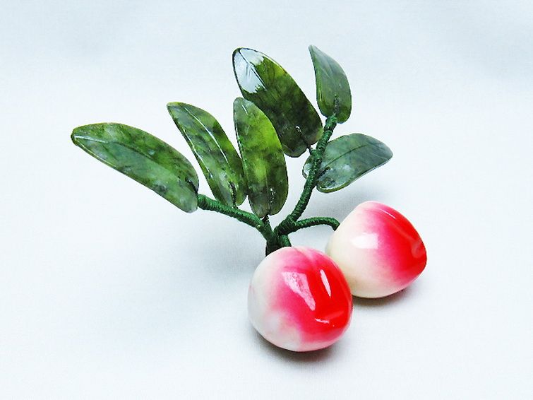 アゲートモモ鉢植え 置物[T726-1564] 2枚目