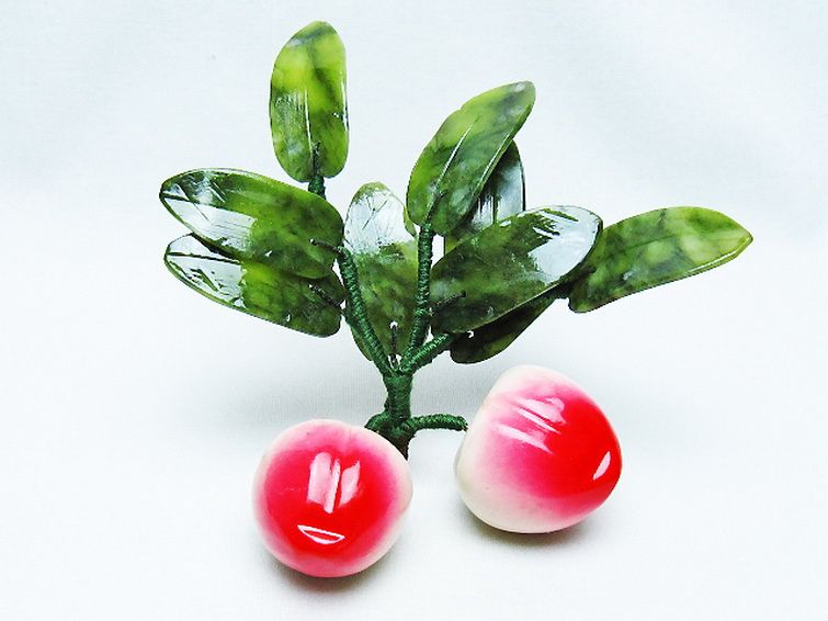 アゲートモモ鉢植え 置物[T726-1566] 1枚目