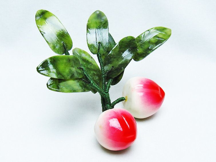 アゲートモモ鉢植え 置物[T726-1566] 2枚目