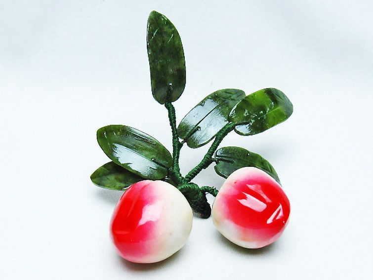 アゲートモモ鉢植え 置物[T726-1567] 1枚目