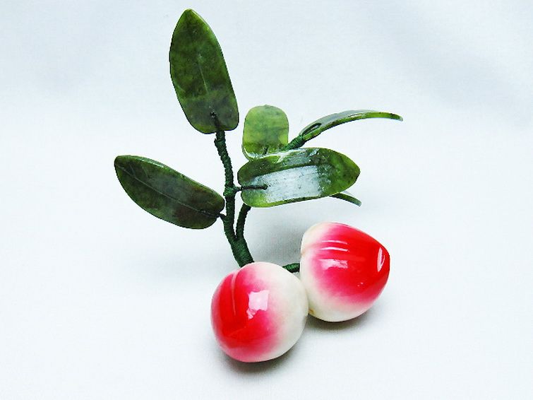 アゲートモモ鉢植え 置物[T726-1568] 1枚目