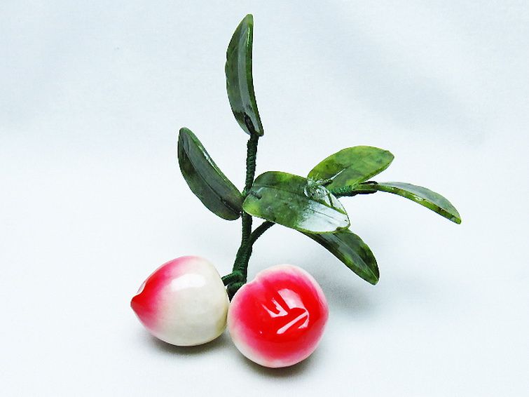 アゲートモモ鉢植え 置物[T726-1568] 2枚目