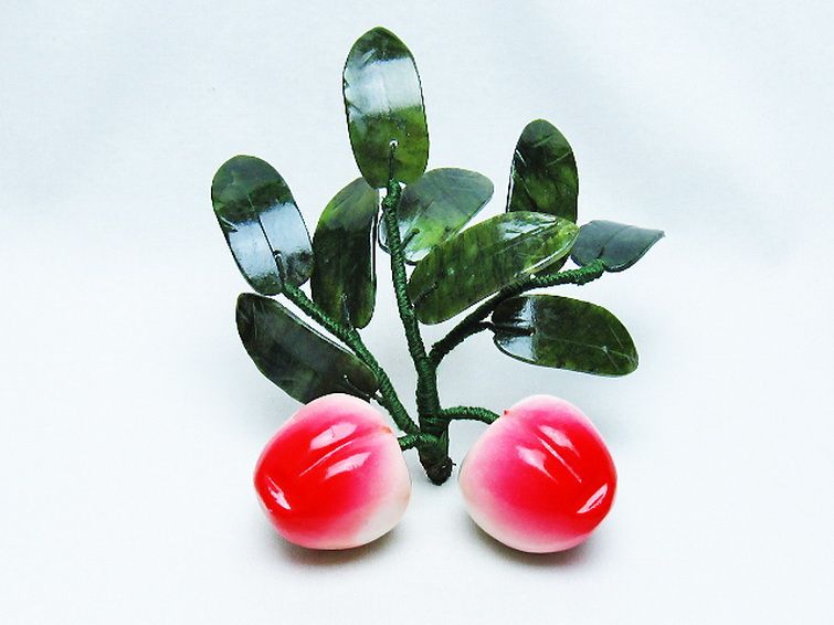 アゲートモモ鉢植え 置物[T726-1569] 1枚目