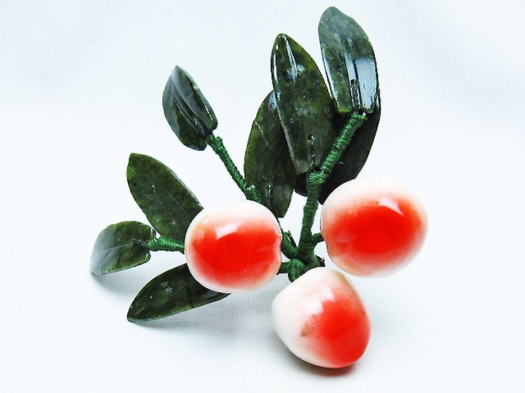 アゲートモモ鉢植え 置物[T726-1570] 2枚目