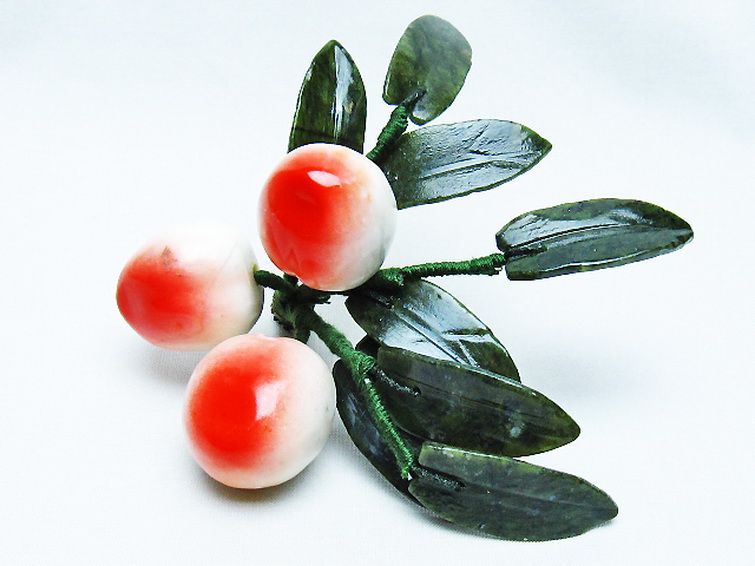 アゲートモモ鉢植え 置物[T726-1570] 3枚目