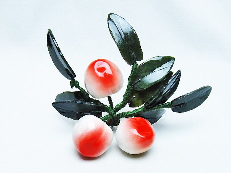 アゲートモモ鉢植え 置物[T726-1571] 1枚目