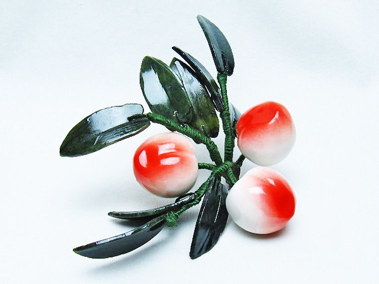 アゲートモモ鉢植え 置物[T726-1571] 2枚目