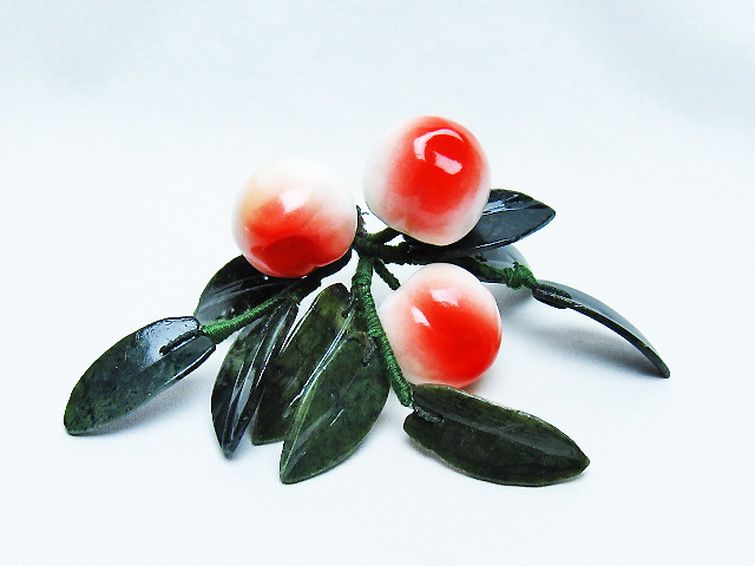 アゲートモモ鉢植え 置物[T726-1571] 3枚目