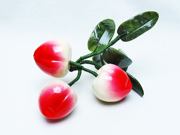 アゲートモモ鉢植え 置物[T726-1572] 1枚目