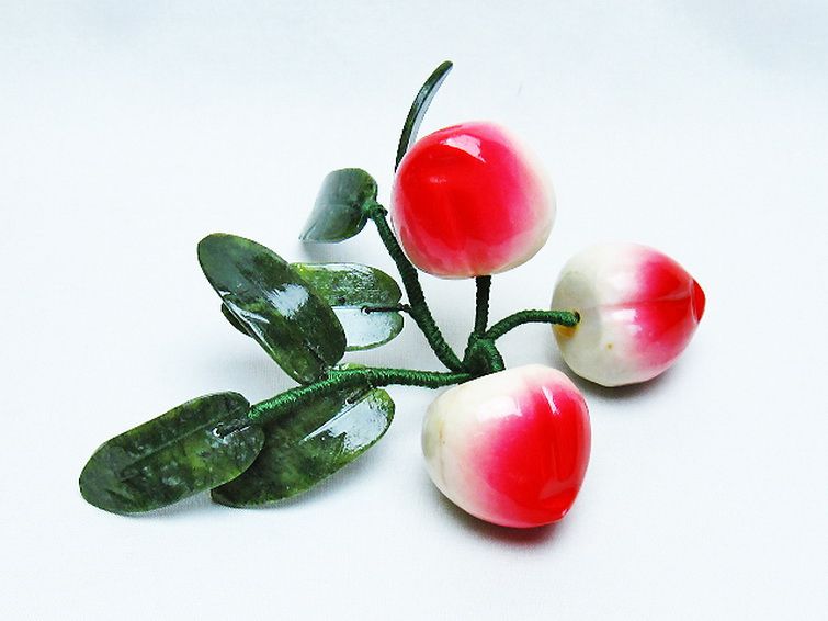 アゲートモモ鉢植え 置物[T726-1572] 2枚目