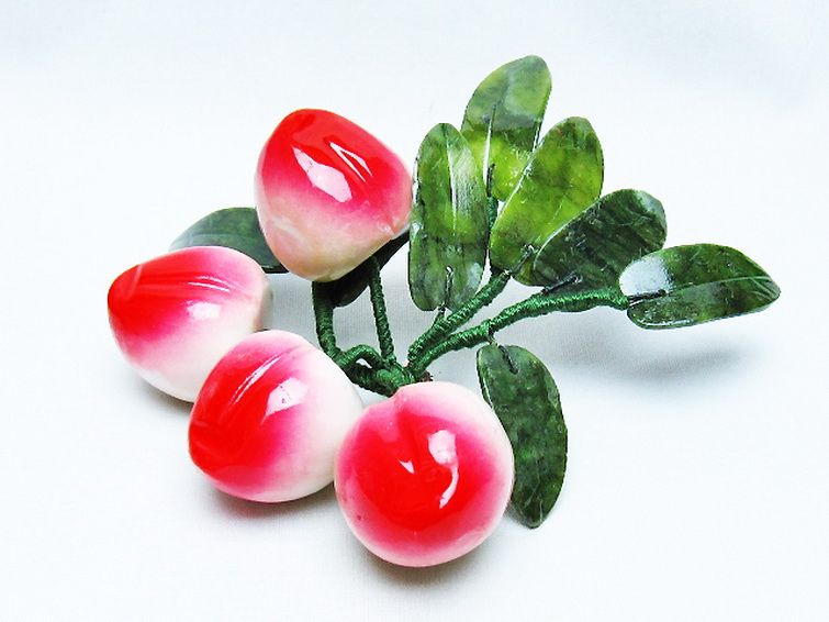 アゲートモモ鉢植え 置物[T726-1573] 2枚目