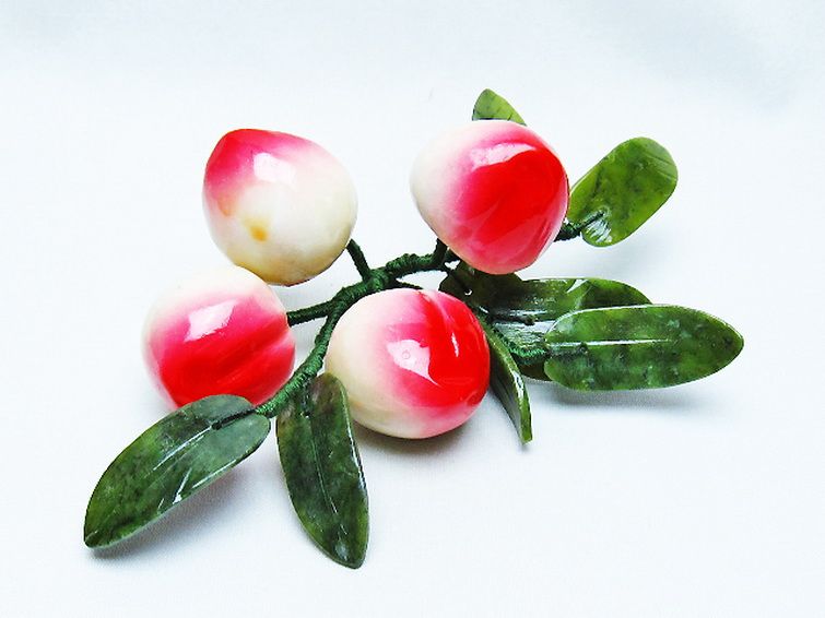 アゲートモモ鉢植え 置物[T726-1574] 1枚目