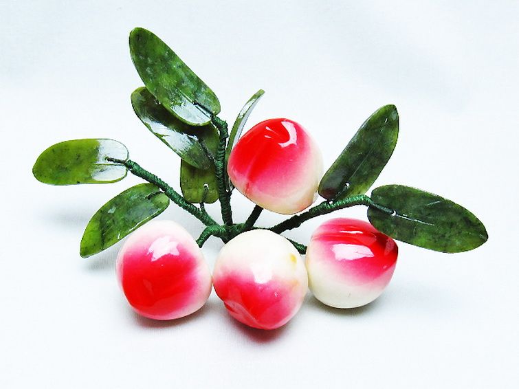 アゲートモモ鉢植え 置物[T726-1574] 2枚目