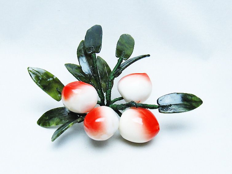 アゲートモモ鉢植え 置物[T726-1575] 1枚目