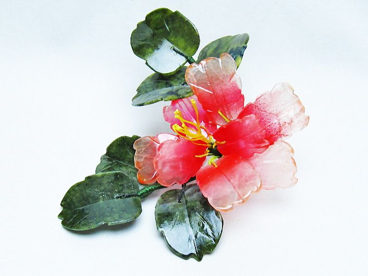 アゲートツツジ鉢植え 置物[T726-1580] 1枚目