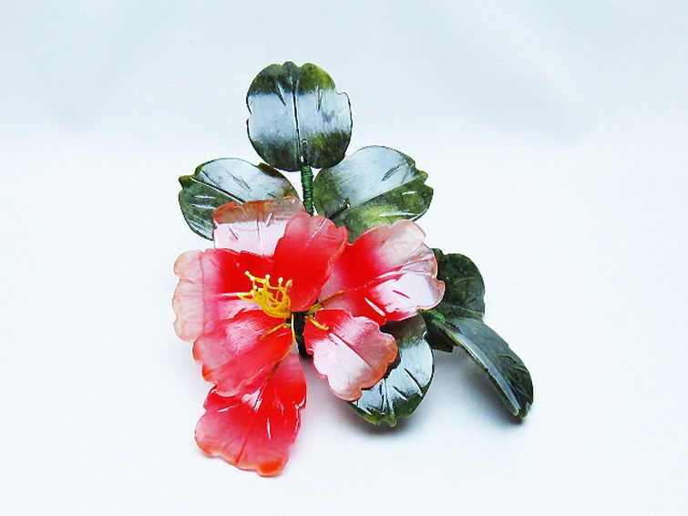 アゲートツツジ鉢植え 置物[T726-1586] 1枚目