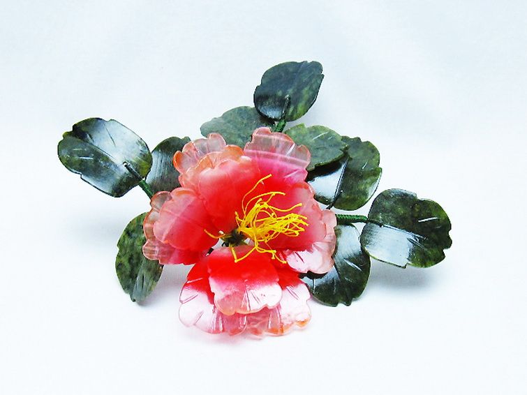 アゲートツツジ鉢植え 置物[T726-1592] 1枚目