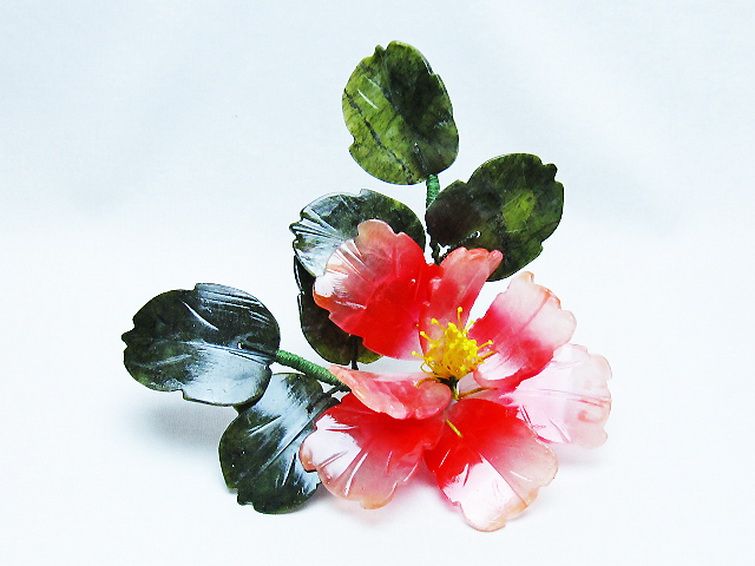 アゲートツツジ鉢植え 置物[T726-1606] 1枚目