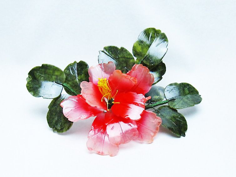 アゲートツツジ鉢植え 置物[T726-1608] 1枚目