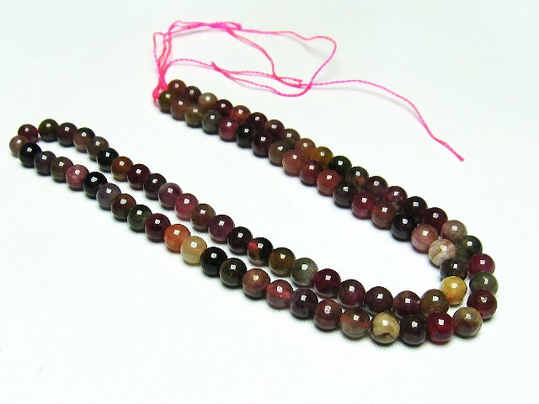 ミックスカラー トルマリン 一連 ビーズ 5mm [t75-6811] 2枚目