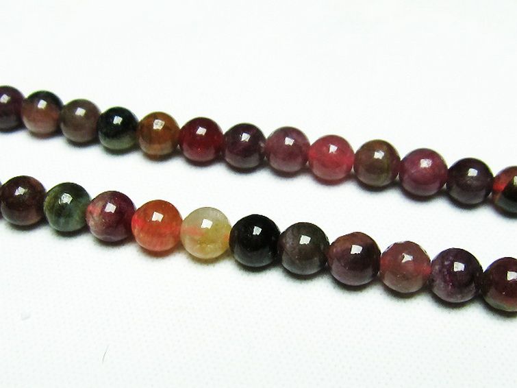 ミックスカラー トルマリン 一連 ビーズ 5mm [t75-6811] 3枚目