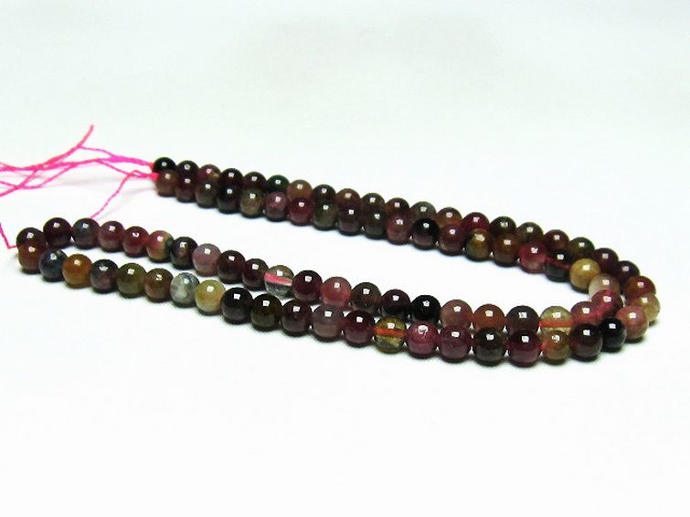 ミックスカラー トルマリン 一連 ビーズ 5mm [t75-6814] 2枚目