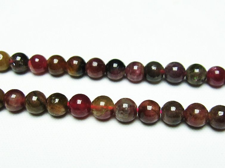 ミックスカラー トルマリン 一連 ビーズ 5mm [t75-6814] 3枚目