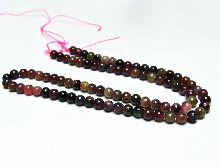 ミックスカラー トルマリン 一連 ビーズ 5mm [t75-6817] 2枚目