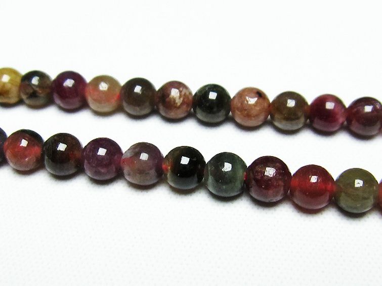 ミックスカラー トルマリン 一連 ビーズ 5mm [t75-6817] 3枚目