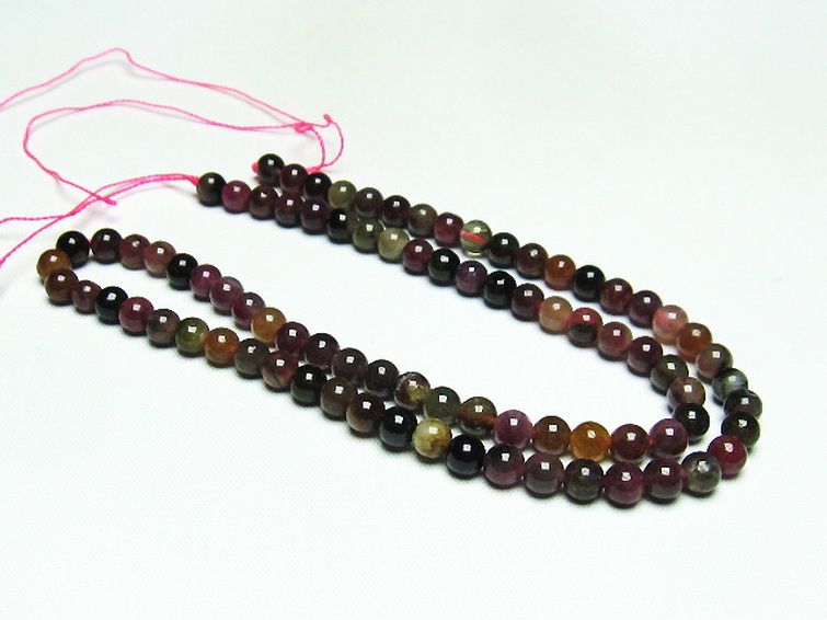 ミックスカラー トルマリン 一連 ビーズ 5mm [t75-6822] 2枚目