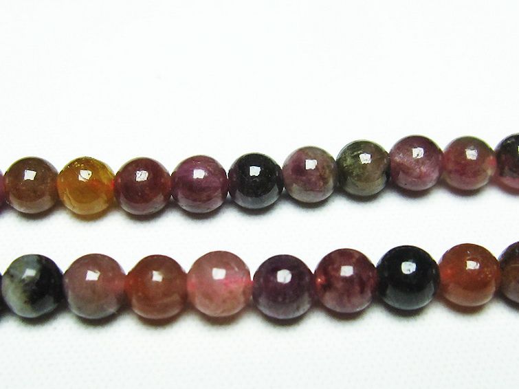 ミックスカラー トルマリン 一連 ビーズ 5mm [t75-6822] 3枚目