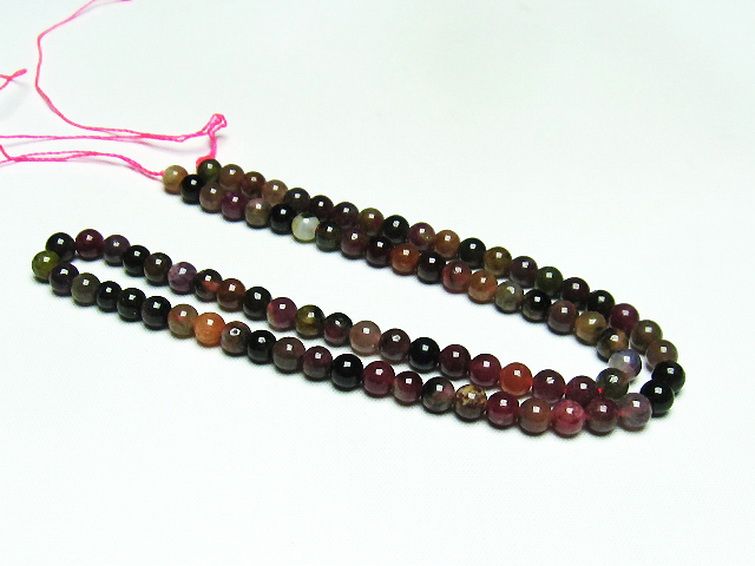 ミックスカラー トルマリン 一連 ビーズ 5mm [t75-6824] 2枚目