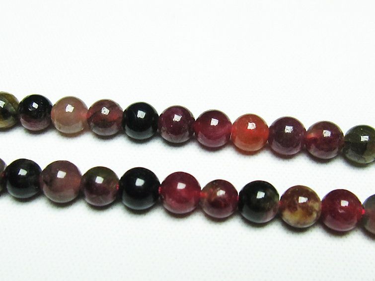 ミックスカラー トルマリン 一連 ビーズ 5mm [t75-6824] 3枚目