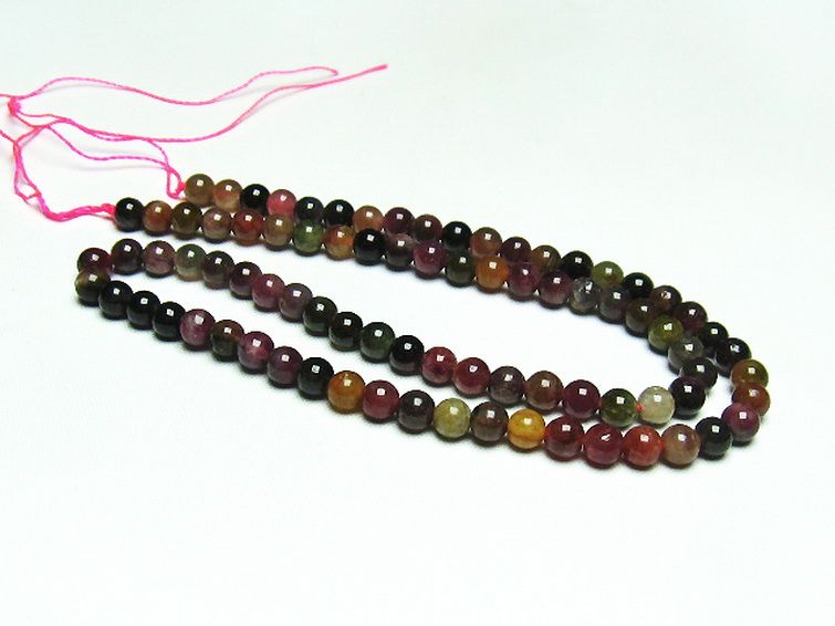 ミックスカラー トルマリン 一連 ビーズ 5mm [t75-6832] 2枚目