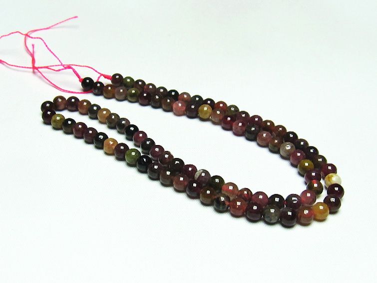 ミックスカラー トルマリン 一連 ビーズ 5mm [t75-6837] 2枚目