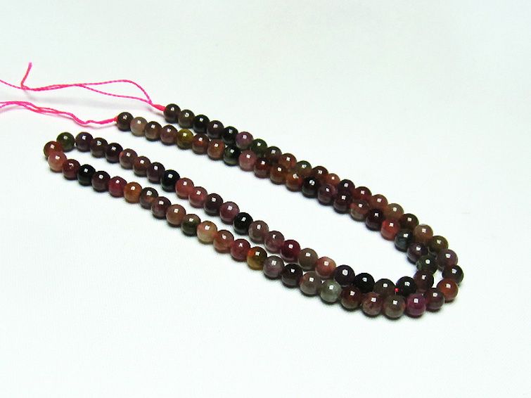 ミックスカラー トルマリン 一連 ビーズ 5mm [t75-6840] 2枚目
