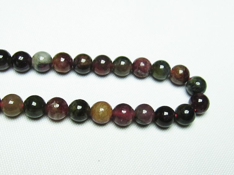 ミックスカラー トルマリン 一連 ビーズ 6mm [t75-6921] 3枚目