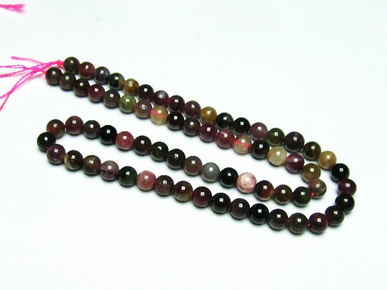 ミックスカラー トルマリン 一連 ビーズ 6mm [t75-6924] 2枚目