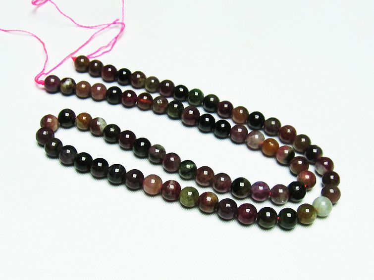 ミックスカラー トルマリン 一連 ビーズ 6mm [t75-6928] 2枚目