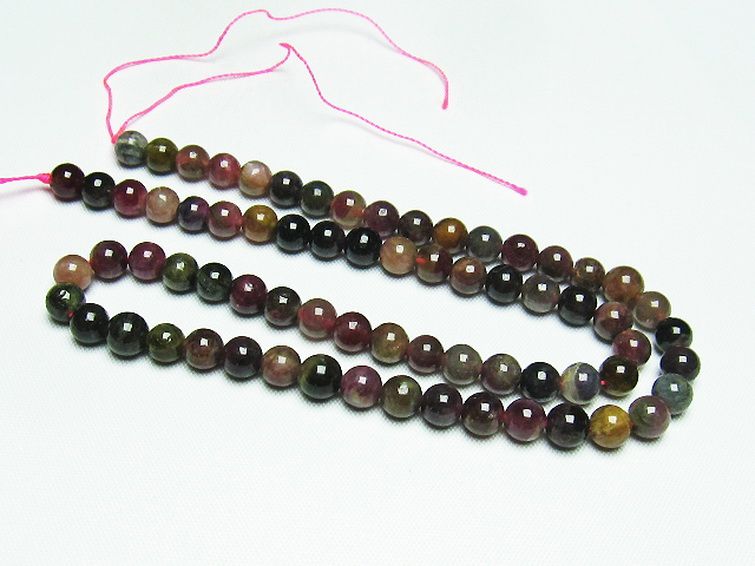 ミックスカラー トルマリン 一連 ビーズ 6mm [t75-6934] 2枚目