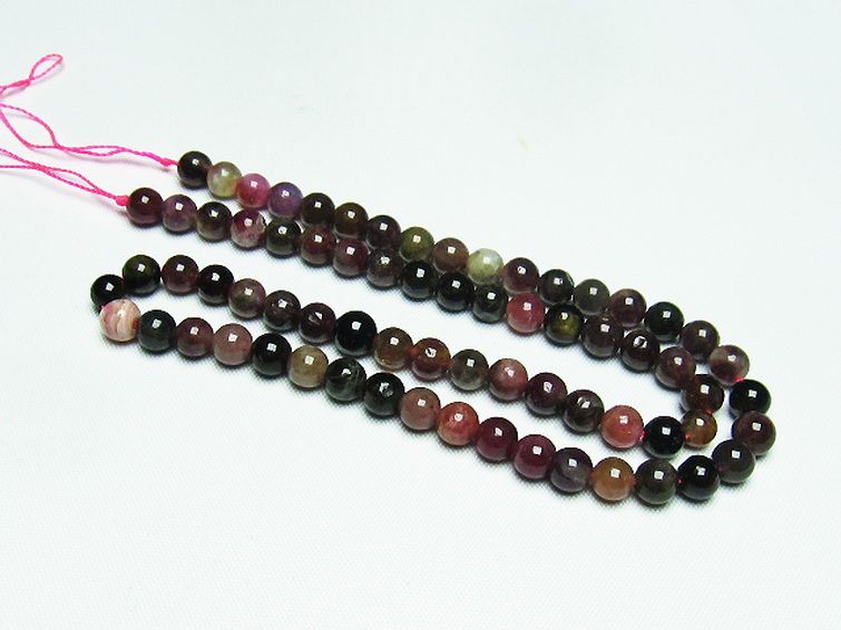 ミックスカラー トルマリン 一連 ビーズ 6mm [t75-6938] 2枚目