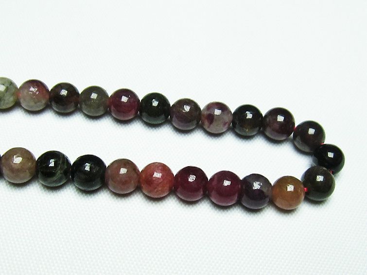 ミックスカラー トルマリン 一連 ビーズ 6mm [t75-6938] 3枚目