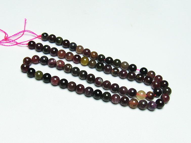 ミックスカラー トルマリン 一連 ビーズ 6mm [t75-6941] 2枚目