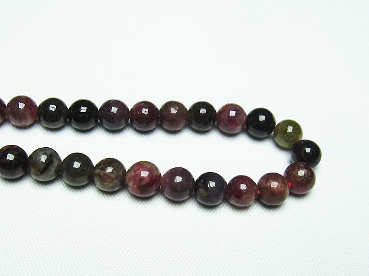 ミックスカラー トルマリン 一連 ビーズ 6mm [t75-6941] 3枚目