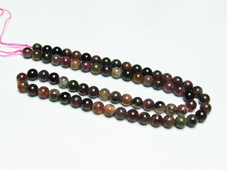 ミックスカラー トルマリン 一連 ビーズ 6mm [t75-6951] 2枚目